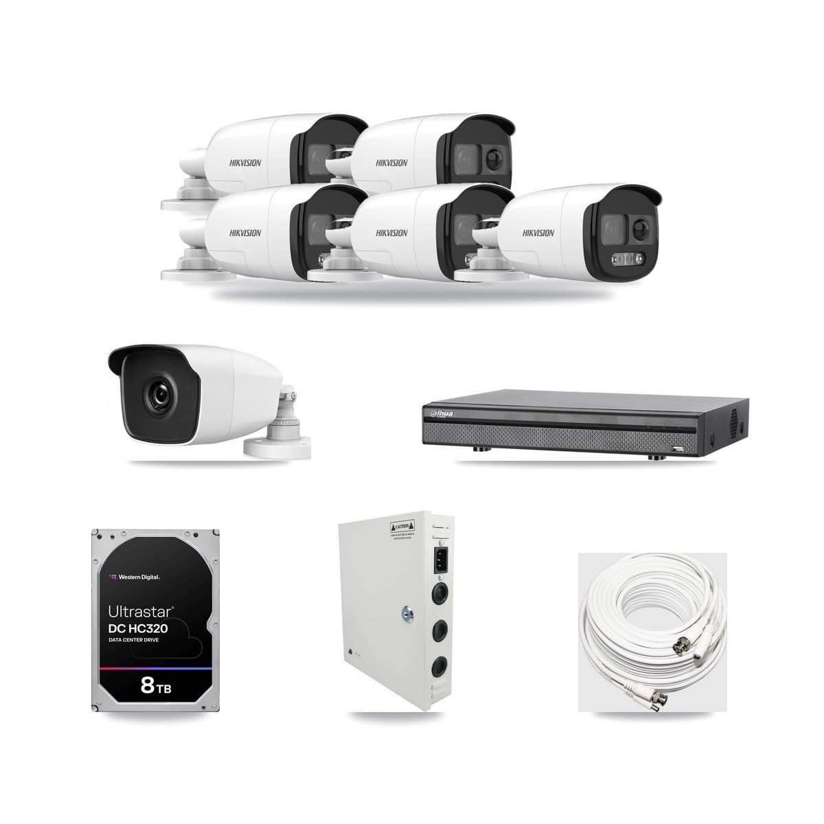 8-Channel 3MP – 5MP CCTV Kit — 5 5MP + 1 3MP Bullet Cameras + 8TB Recording - Image 1