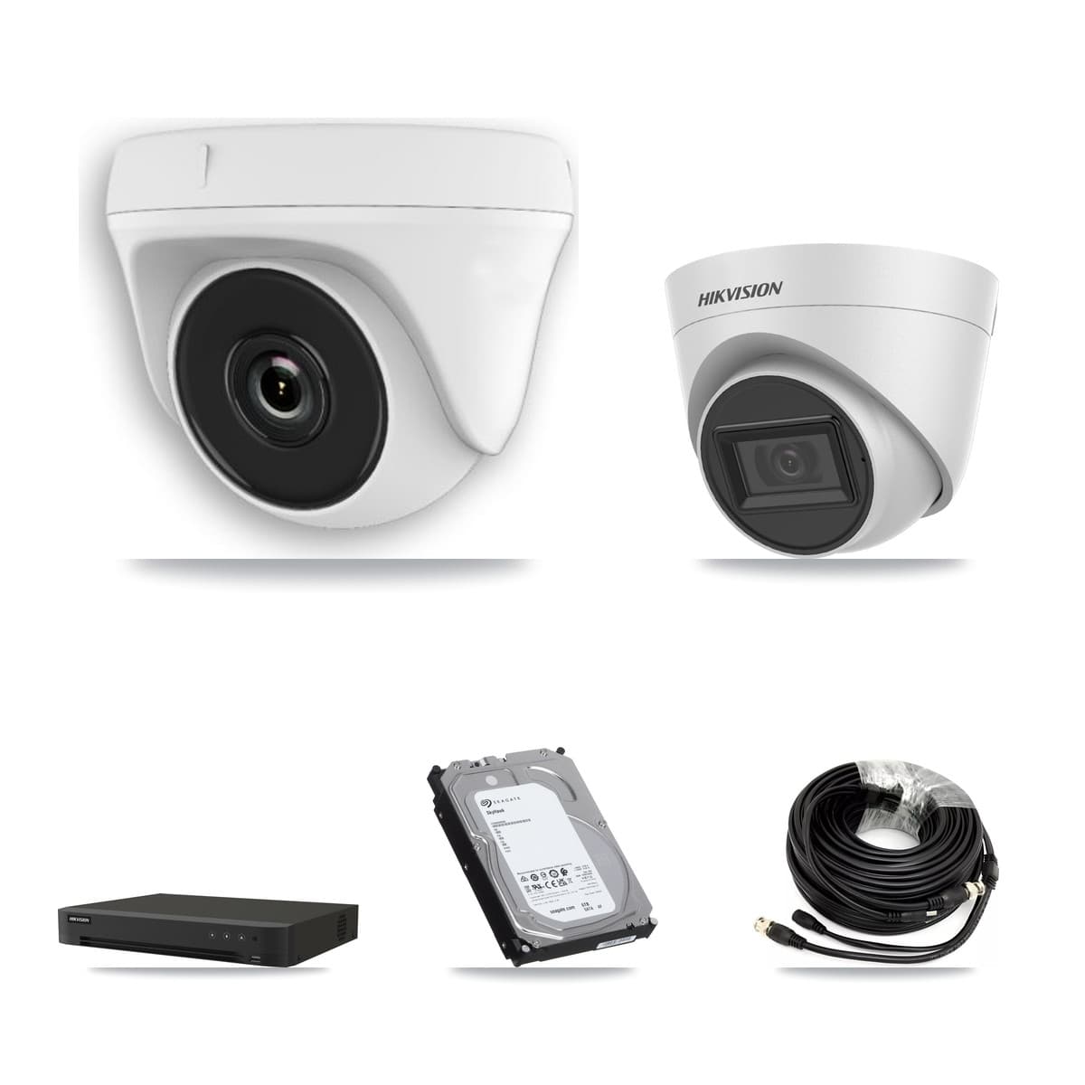 Hikvision 16-Channel 2MP – 5MP CCTV Kit — 1 White 5MP Turret + 7 White 2MP Dome Cameras + 6TB Recording (IDS-7216HQHI Recorder)