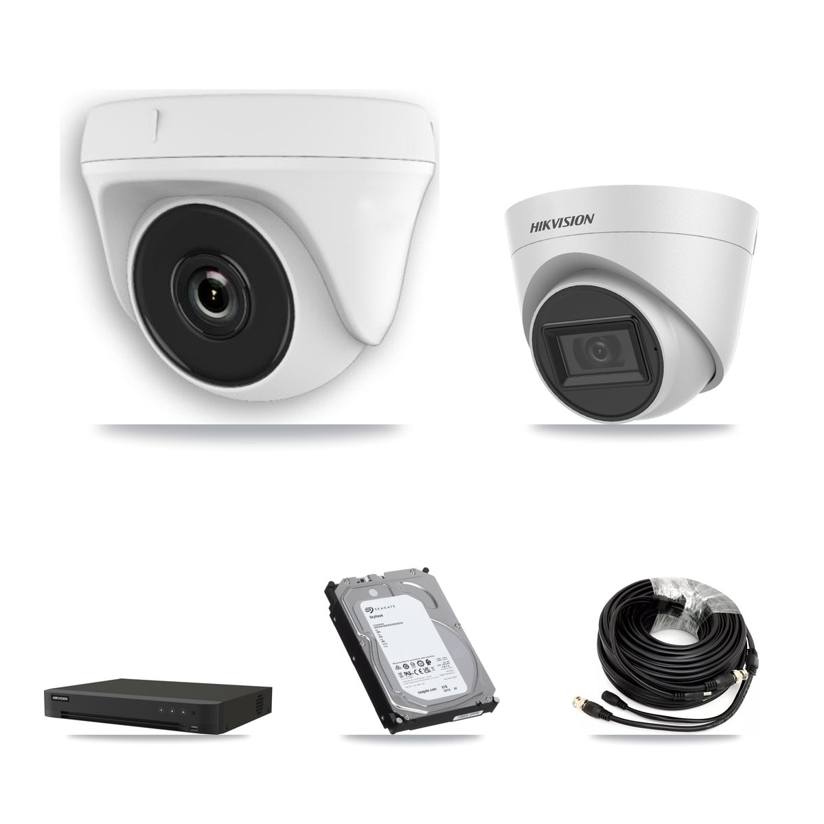 Hikvision 16-Channel 2MP – 5MP CCTV Kit — 1 White 5MP Turret + 7 White 2MP Dome Cameras + 6TB Recording (IDS-7216HQHI Recorder) - Image 1