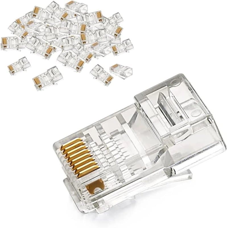 Gold-Plated RJ45 CAT5e 8P8C Crimp Plug for Ethernet and CCTV IP