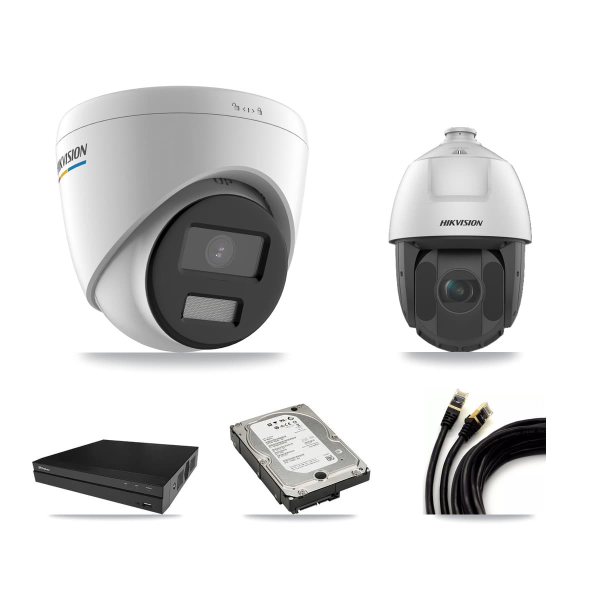 Hikvision & Prolux 8-Channel 2MP CCTV Kit — 7 Turret + 1 PTZ Cameras + 5TB Recording