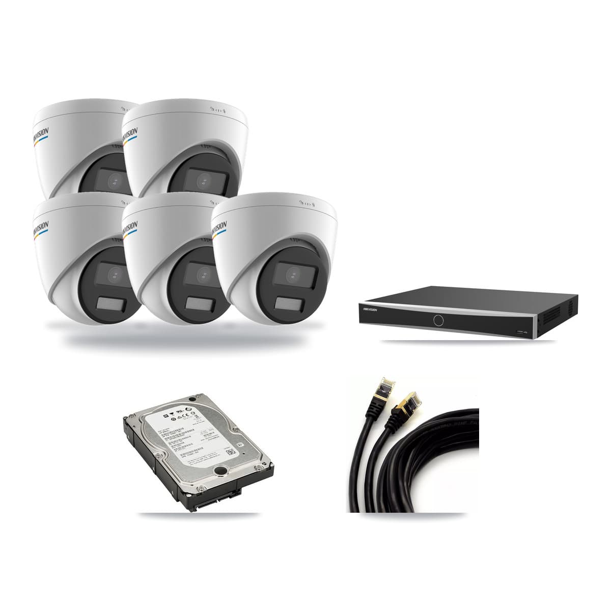 Hikvision 16-Channel 2MP – 5MP CCTV Kit — 5 2MP Turret + 1 5MP Dome Cameras + 5TB Recording (DS-7616NXI Recorder) - Image 1