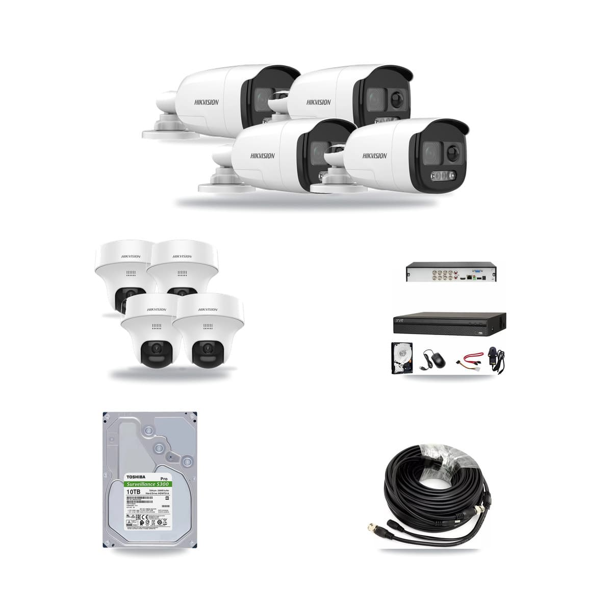 Hikvision & Dahua 8-Channel 5MP CCTV Kit — 4 DS-2CE12KF3T Bullet + 4 DS-2CE70K0T Turret Cameras + 10TB Recording - Image 1