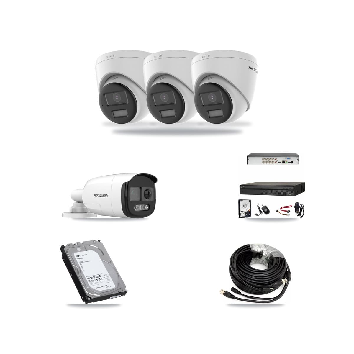 Hikvision & Dahua 8-Channel 5MP – 4K CCTV Kit — 1 DS-2CE12KF3T 5MP Bullet + 3 DS-2CE78U0T 4K Turret Cameras + 6TB Recording - Image 1