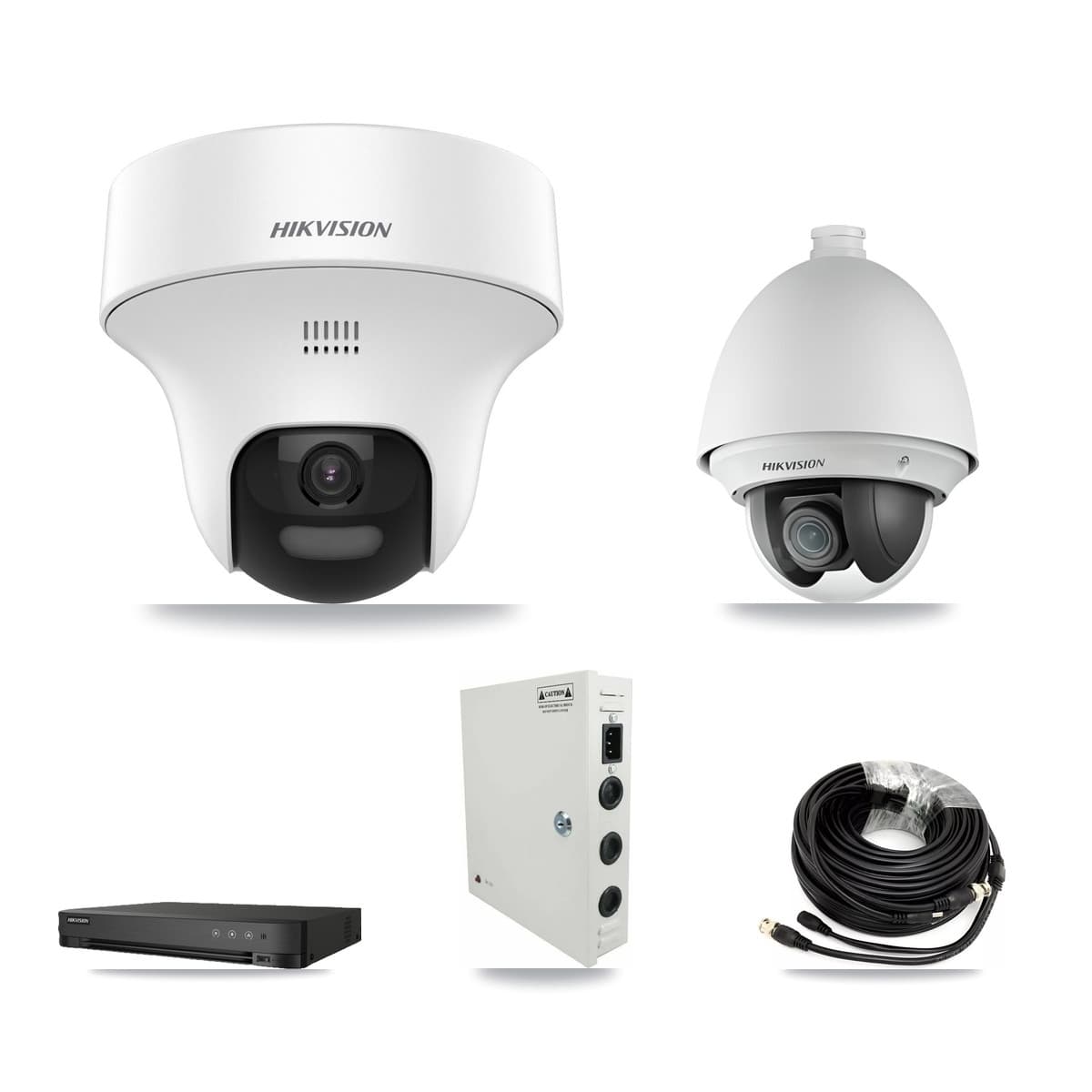 Hikvision 8-Channel 2MP – 5MP CCTV Kit — 1 DS-2AE4225T 2MP PTZ + 2 DS-2CE70K0T 5MP Turret Cameras + 3TB Recording (IDS-7208HQHI Recorder)