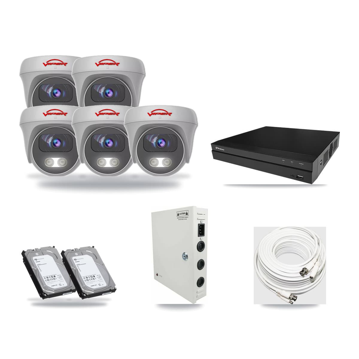 Viper & Prolux 8-Channel 5MP CCTV Kit — 5 Cameras + 2× 6TB Recording - Image 1