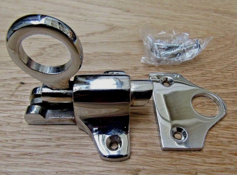 Polished Chrome Fanlight Window Catch 60mm Spring Loaded Pull Ring Latch Lock for Window Cupboard Cabinet Wardrobe
