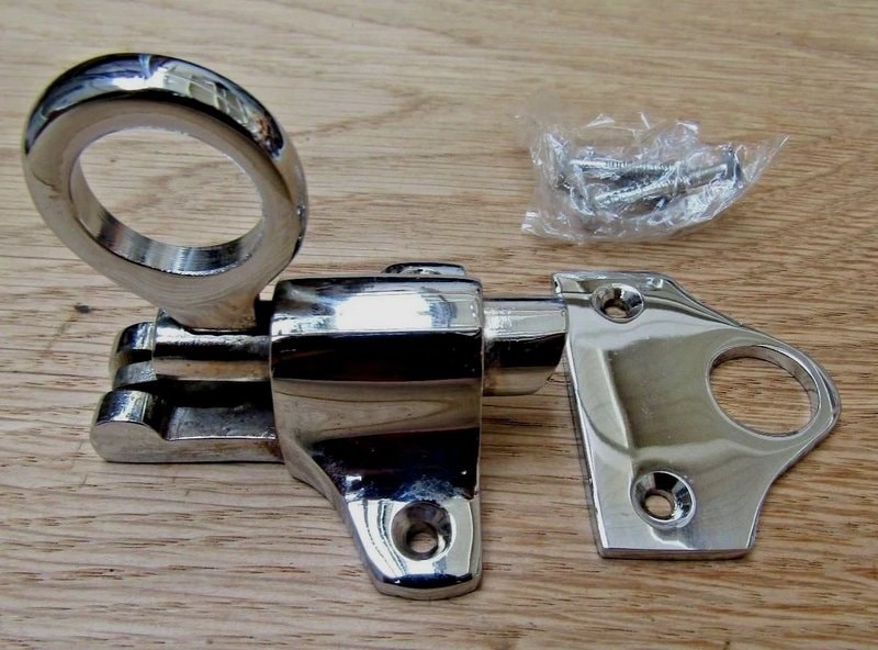Polished Chrome Fanlight Window Catch 60mm Spring Loaded Pull Ring Latch Lock for Window Cupboard Cabinet Wardrobe