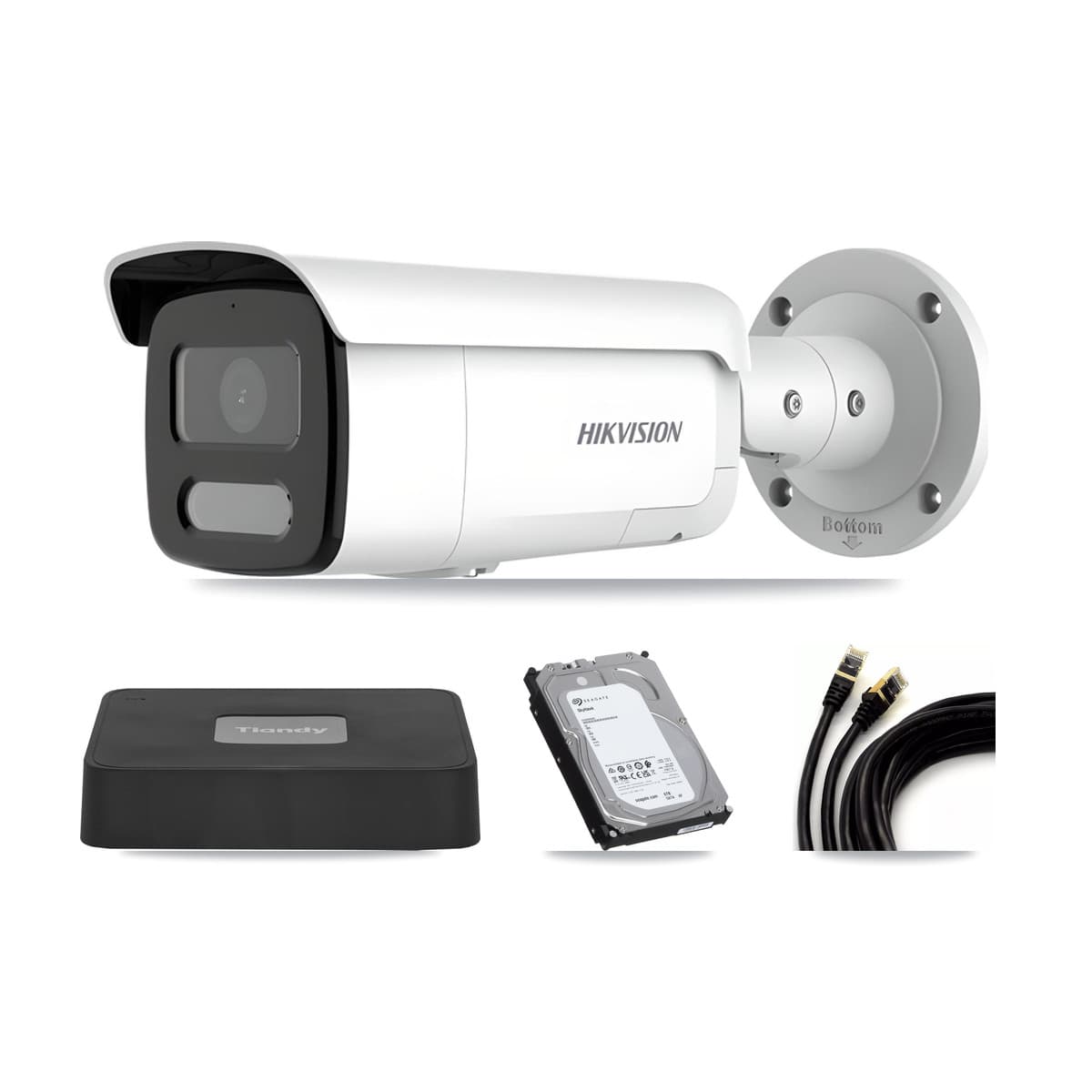 Hikvision & Tiandy 4-Channel 4MP CCTV Kit — 4 Bullet Cameras + 6TB Recording