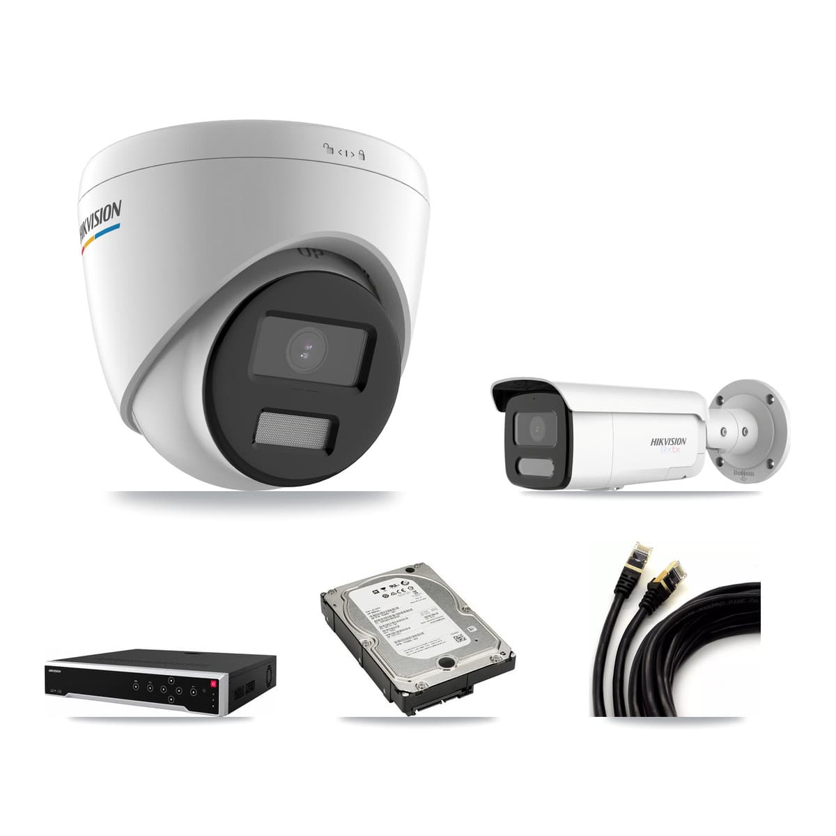 Hikvision 32-Channel 2MP – 4K CCTV Kit — 3 2MP Turret + 1 4K Bullet Cameras + 5TB Recording
