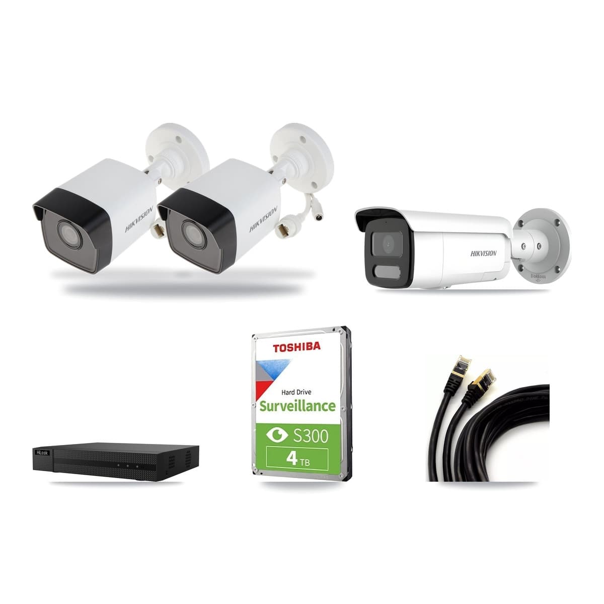 Hikvision & HiLook 8-Channel 4MP – 5MP CCTV Kit — 2 5MP + 1 4MP Bullet Cameras + 4TB Recording (NVR-108MH-D Recorder) - Image 1