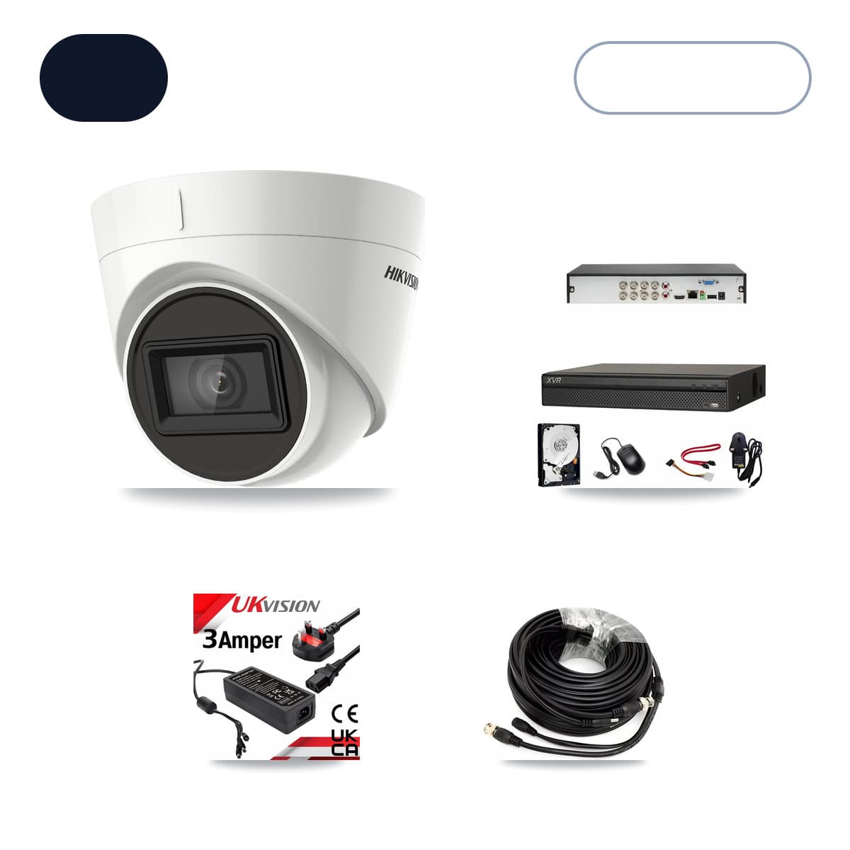 Dahua XVR-3108AD-4K 8-Channel DVR CCTV Kit — 4× Hikvision DS-2CE78U1T-IT3F 4K Cameras + 10TB HDD