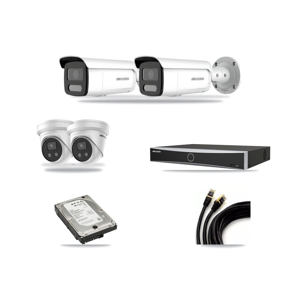 Hikvision 4-Channel 4MP – 5MP CCTV Kit — 2 4MP Bullet + 2 5MP Turret Cameras + 5TB Recording - Image 1