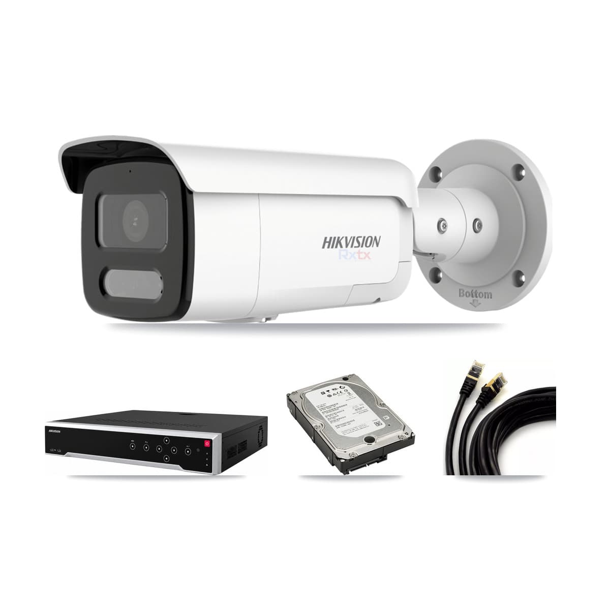 Hikvision 32-Channel 4K CCTV Kit — 2 White Bullet Cameras + 5TB Recording