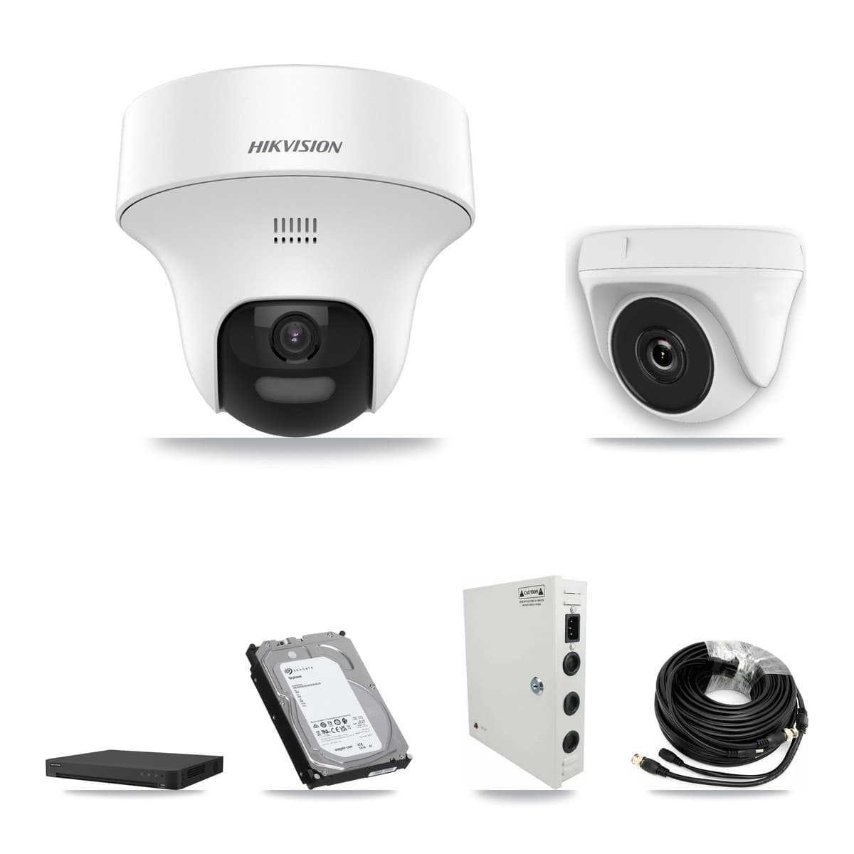 Hikvision 16-Channel 2MP – 5MP CCTV Kit — 11 DS-2CE70K0T 5MP Turret + 5 White HDT-2MP-N20W 2MP Dome Cameras + 6TB Recording (IDS-7216HUHI Recorder) - Image 1