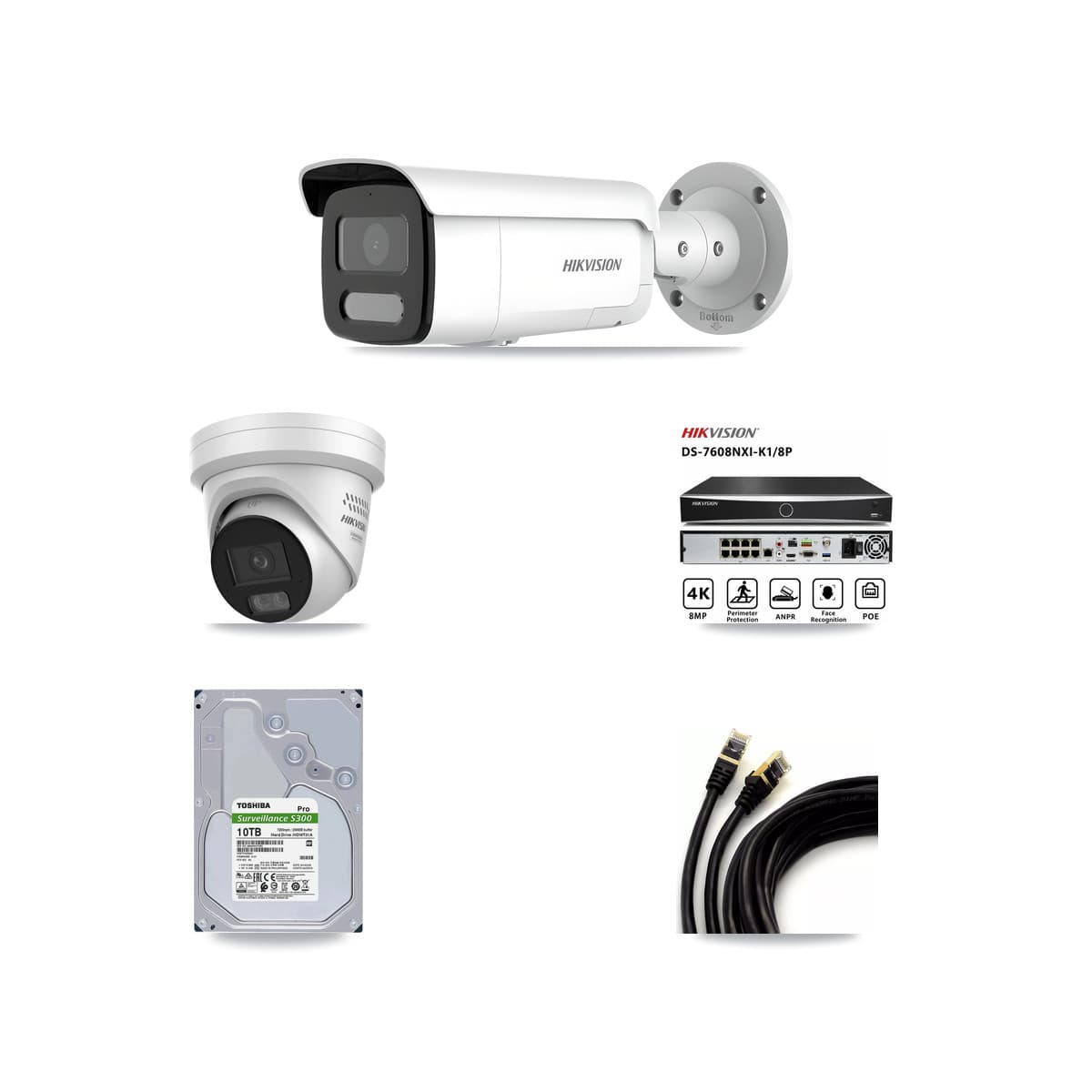 Hikvision 8-Channel 4MP CCTV Kit — 2 Turret + 5 Bullet Cameras + 10TB Recording