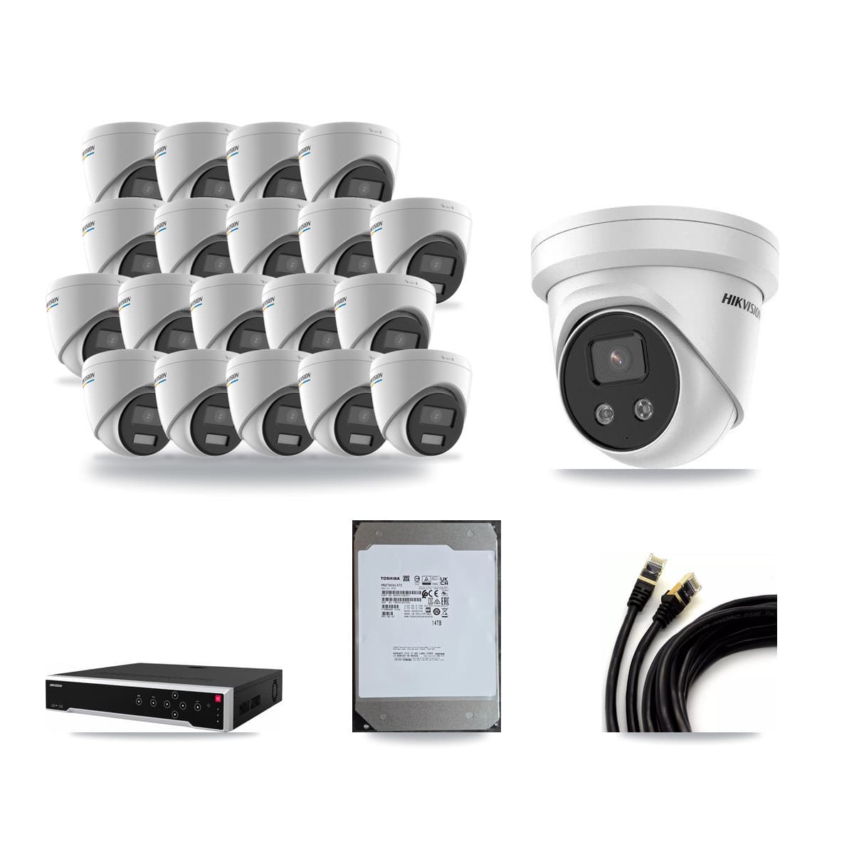 Hikvision 32-Channel 2MP – 5MP CCTV Kit — 19 2MP + 1 5MP Turret Cameras + 14TB Recording - Image 1