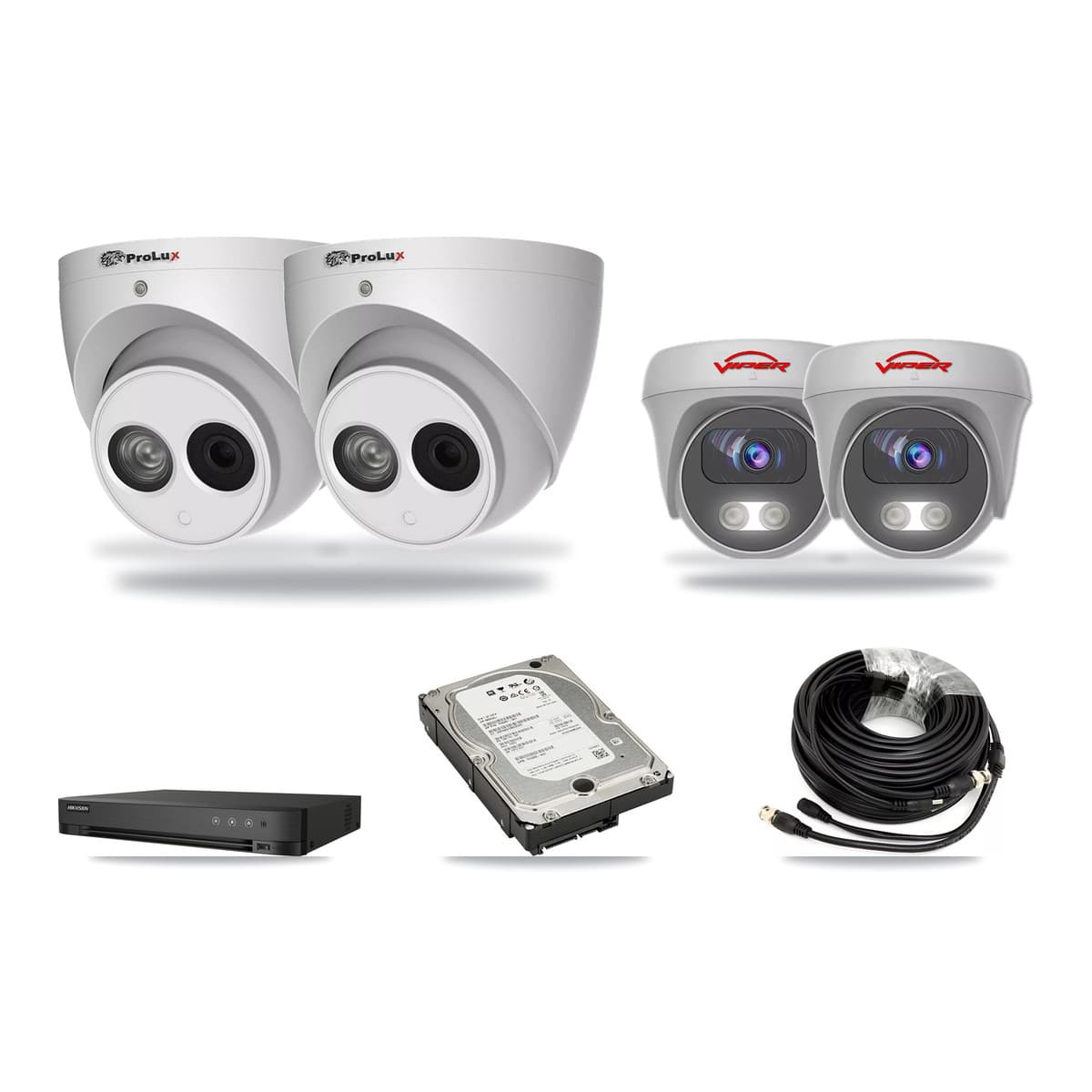 4-Channel 4MP – 5MP CCTV Kit — 2 4MP Turret + 2 5MP Cameras + 5TB Recording - Image 1