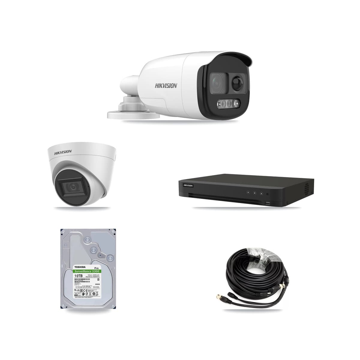 Hikvision 16-Channel 5MP CCTV Kit — 6 Bullet + 1 White Turret Cameras + 10TB Recording