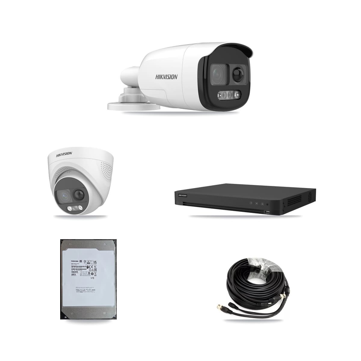 Hikvision 16-Channel 5MP CCTV Kit — 7 DS-2CE12KF3T Bullet + 1 DS-2CE72KF3T Turret Cameras + 14TB Recording