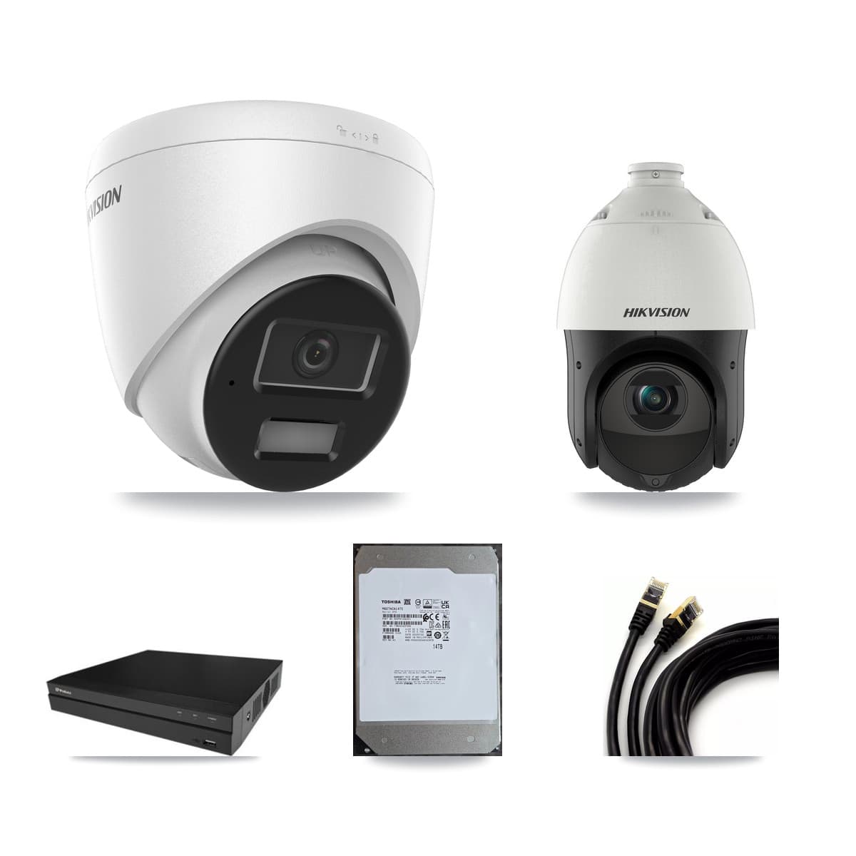 Hikvision & Prolux 16-Channel 4MP CCTV Kit — 11 Turret + 1 PTZ Cameras + 14TB Recording
