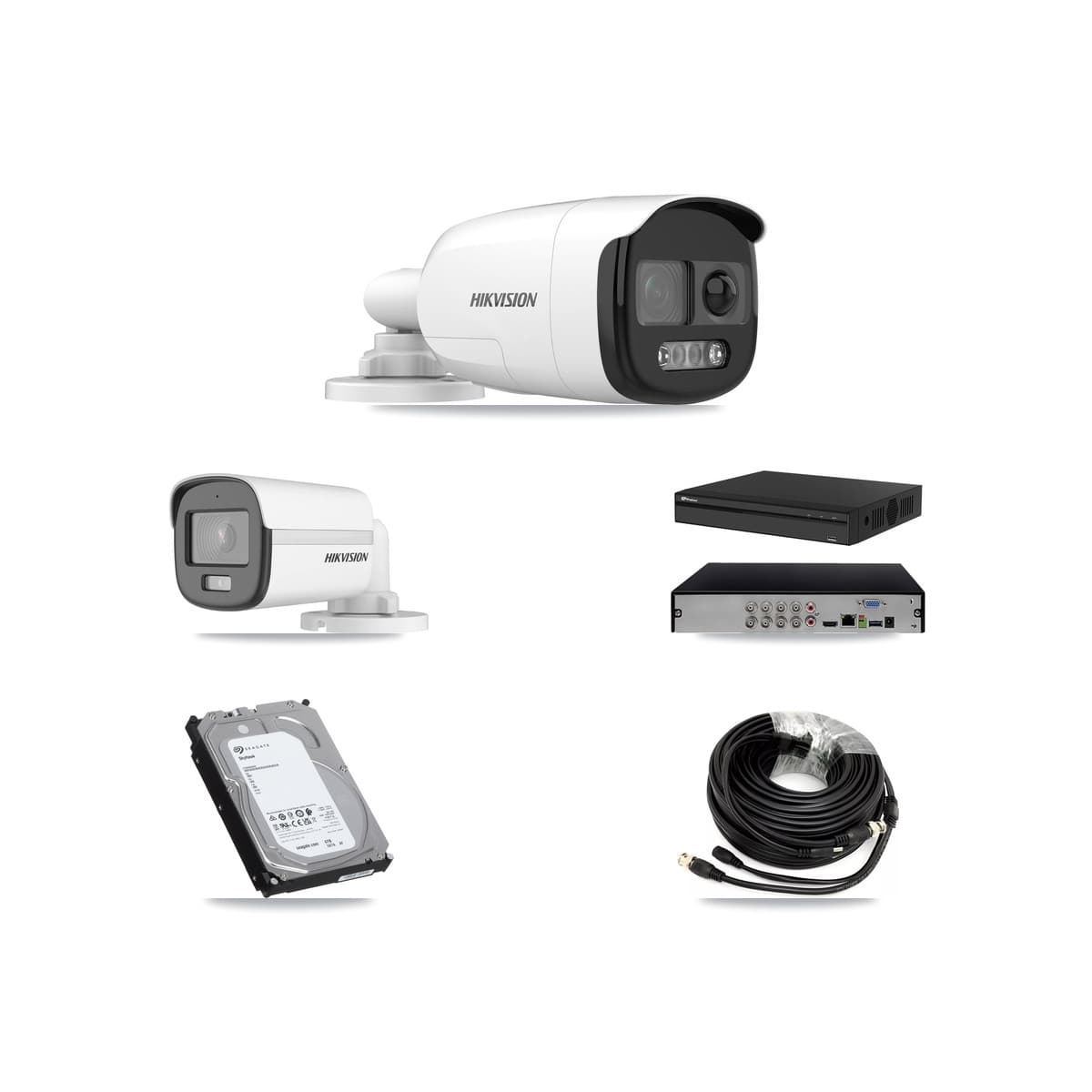 Hikvision & Prolux 8-Channel 5MP CCTV Kit — 1 DS-2CE12KF0T + 4 DS-2CE12KF3T Bullet Cameras + 6TB Recording (PXD-5108HS Recorder)