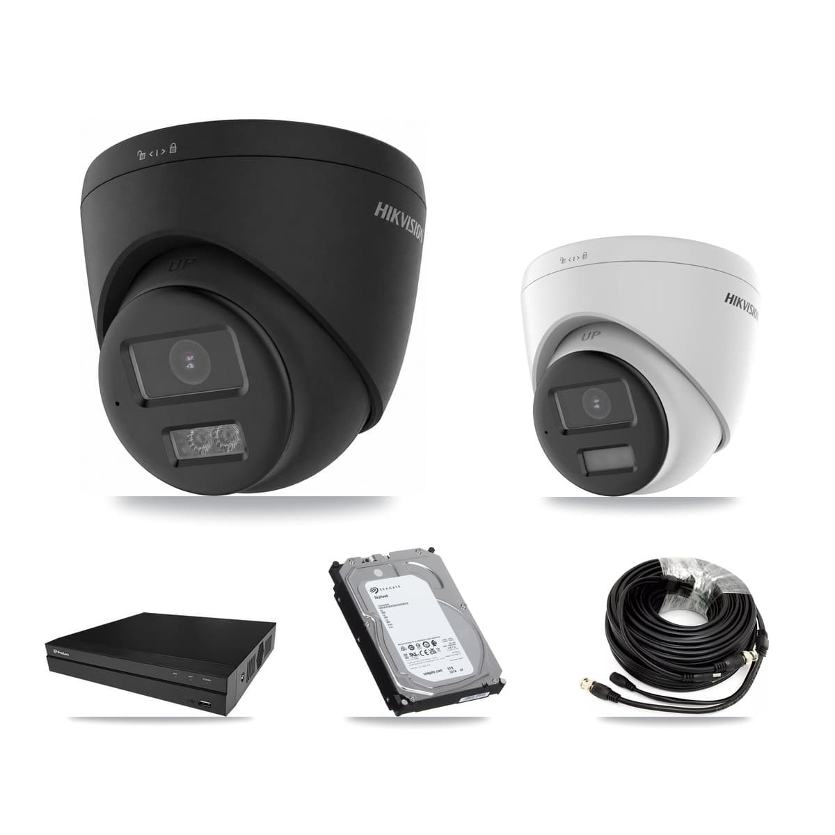 Hikvision & Prolux 8-Channel 4K CCTV Kit — 1 DS-2CE78U0T + 2 DS-2CE78U0T Turret Cameras + 6TB Recording