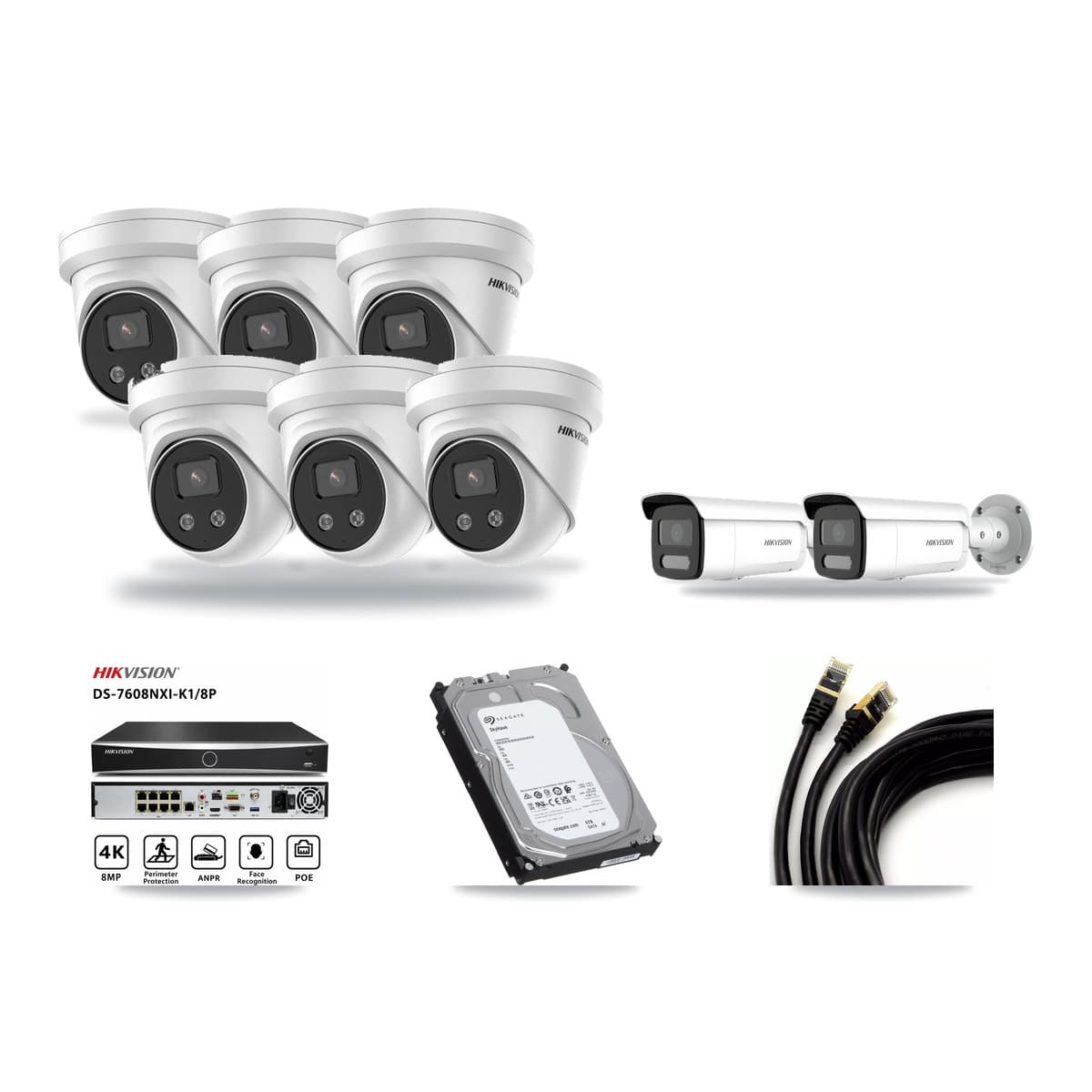 Hikvision 8-Channel 4MP – 5MP CCTV Kit — 2 4MP Bullet + 6 5MP Turret Cameras + 6TB Recording - Image 1