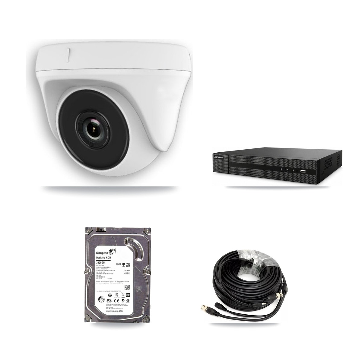 8-Channel 2MP CCTV Kit — 8 White Dome Cameras + 2TB Recording (DVR-8CH Recorder) - Image 1