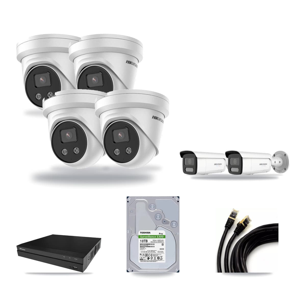 Hikvision & Prolux 8-Channel 5MP – 4K CCTV Kit — 2 4K Bullet + 4 5MP Turret Cameras + 10TB Recording - Image 1