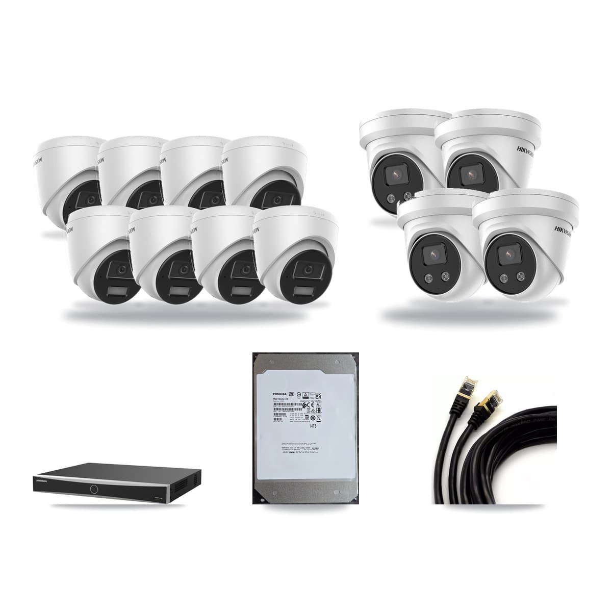 Hikvision 16-Channel 4MP – 5MP CCTV Kit — 8 4MP + 4 5MP Turret Cameras + 14TB Recording (DS-7616NXI Recorder) - Image 1