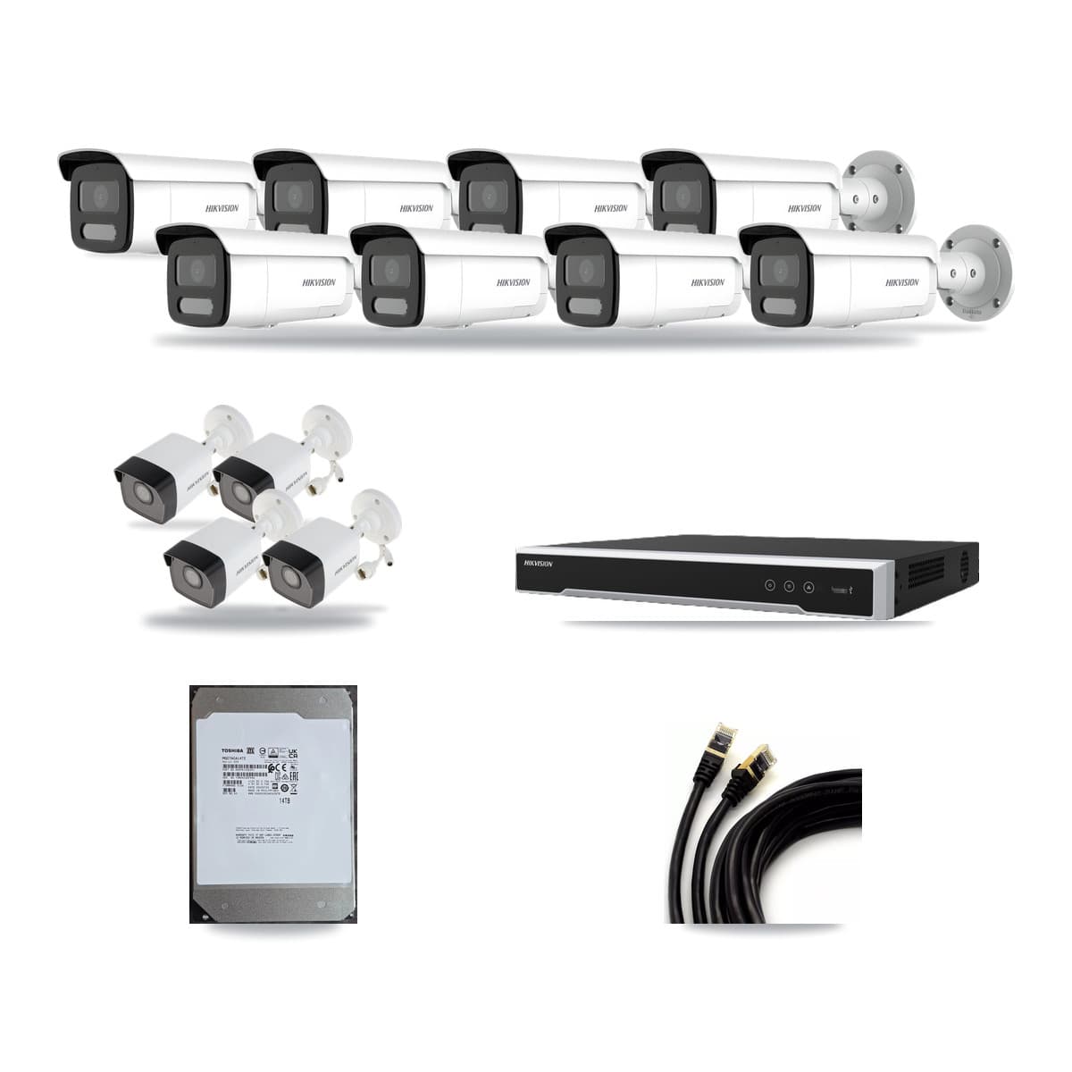 Hikvision 16-Channel 4MP – 5MP CCTV Kit — 4 5MP + 8 4MP Bullet Cameras + 14TB Recording (DS-7616NI-M2 Recorder) - Image 1