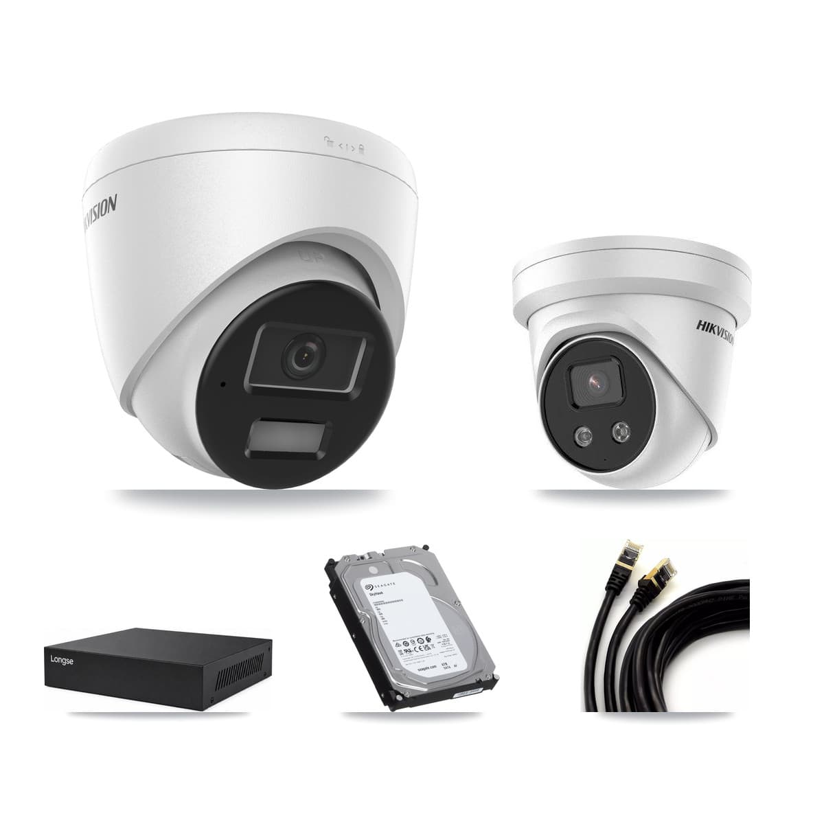 Hikvision & Longse 8-Channel 4MP – 5MP CCTV Kit — 4 4MP + 1 5MP Turret Cameras + 6TB Recording