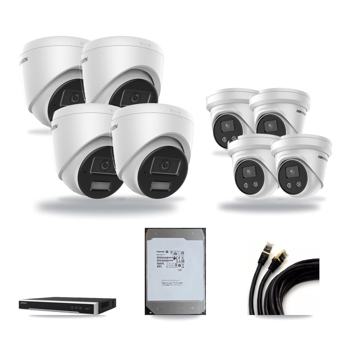 Hikvision 8-Channel 4MP – 5MP CCTV Kit — 4 4MP + 4 5MP Turret Cameras + 14TB Recording - Image 1