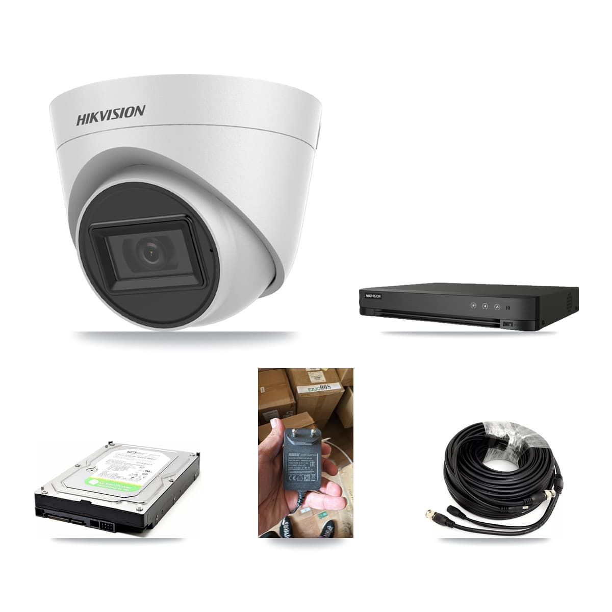 Hikvision 8-Channel 5MP CCTV Kit — 1 White Turret Camera + 1TB Recording (IDS-7208HQHI Recorder)