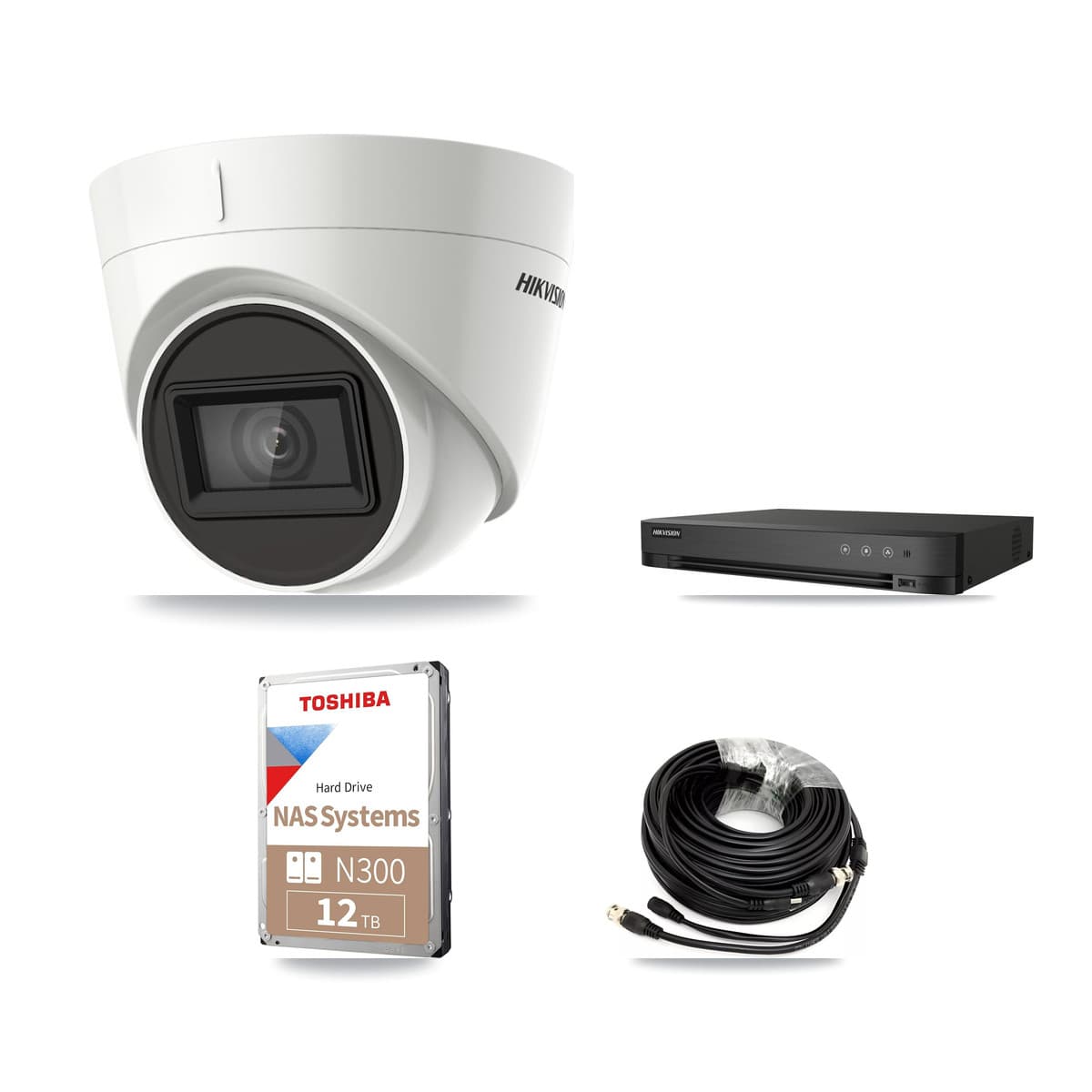 Hikvision 4-Channel 4K CCTV Kit — 4 DS-2CE78U1T Turret Cameras + 12TB Recording