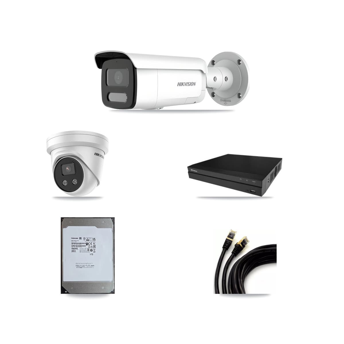 Hikvision & Prolux 16-Channel 4MP – 5MP CCTV Kit — 8 4MP Bullet + 4 5MP Turret Cameras + 14TB Recording