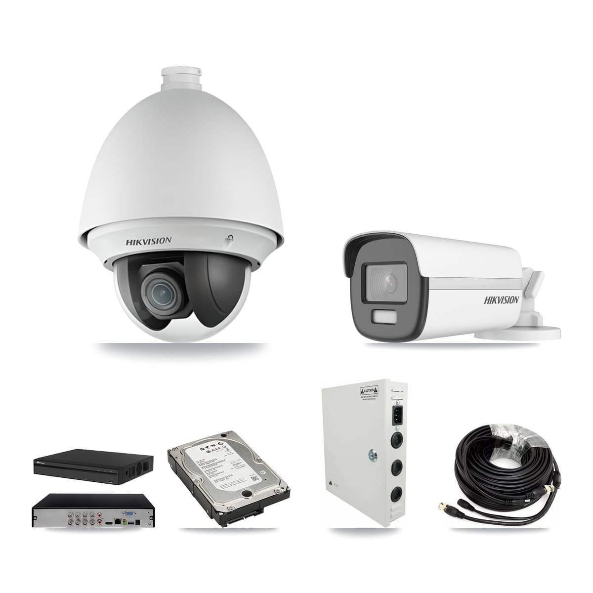 Hikvision & Prolux 8-Channel 2MP – 4K CCTV Kit — 3 2MP PTZ + 1 4K Bullet Cameras + 5TB Recording