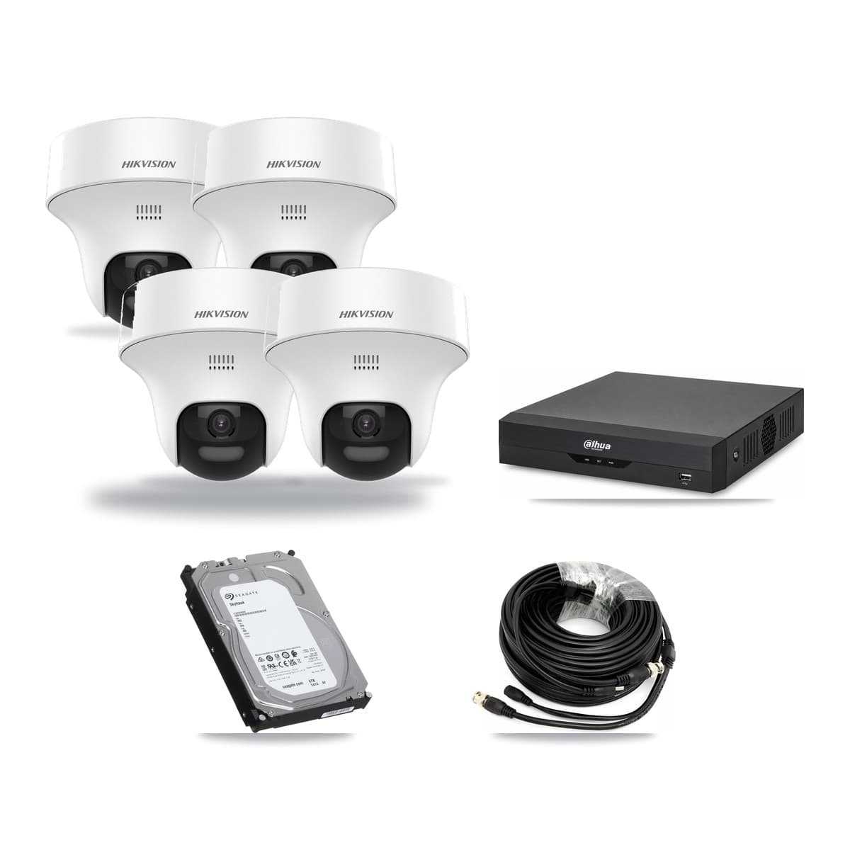 Hikvision & Dahua 4-Channel 5MP CCTV Kit — 4 DS-2CE70K0T Turret Cameras + 6TB Recording - Image 1