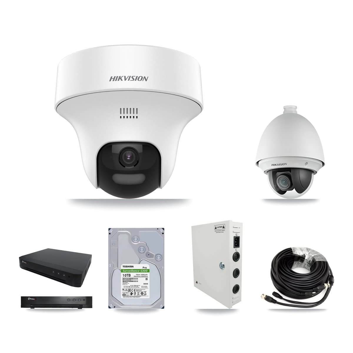 Hikvision & Prolux 16-Channel 2MP – 5MP CCTV Kit — 3 DS-2AE4225T 2MP PTZ + 6 DS-2CE70K0T 5MP Turret Cameras + 10TB Recording