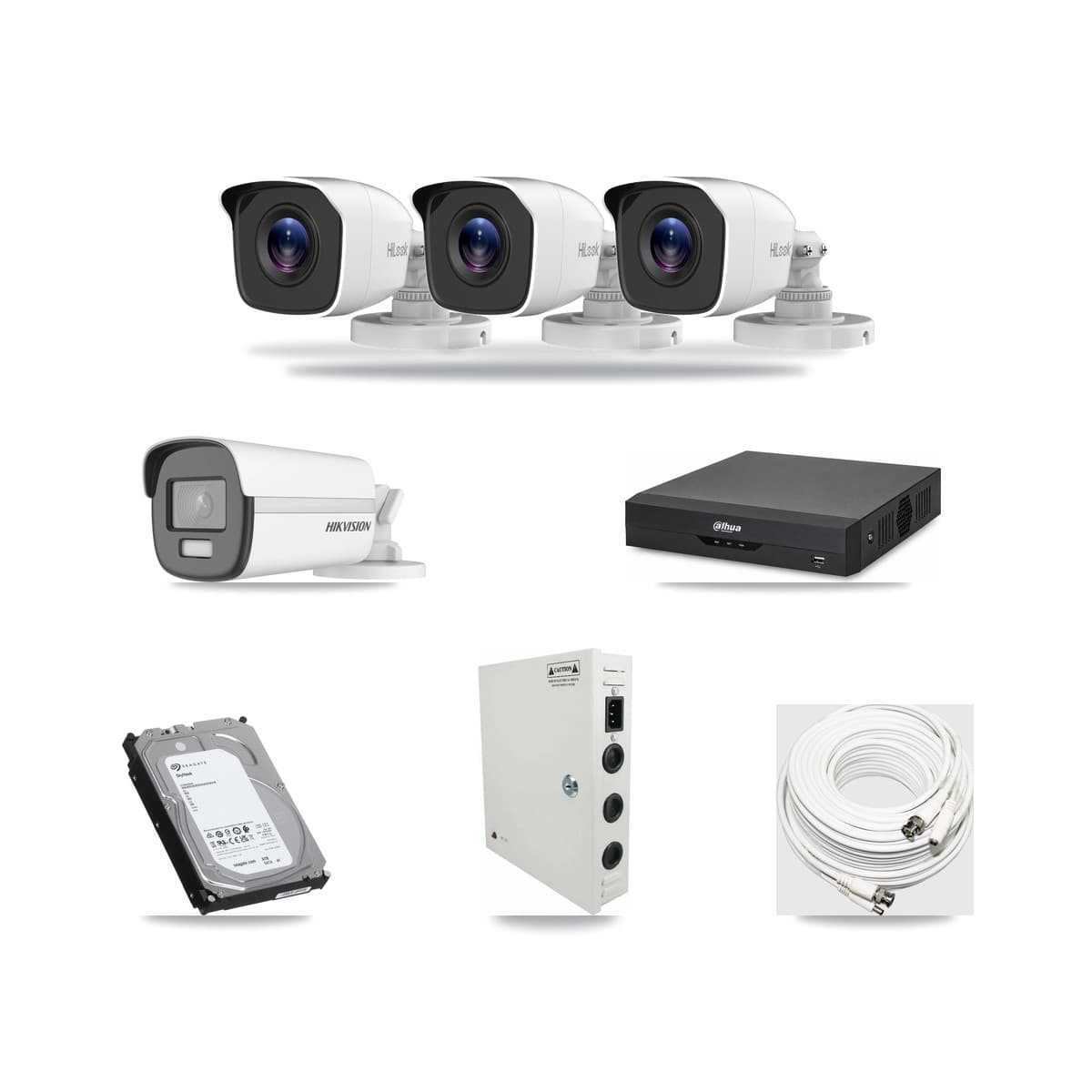 4-Channel 4MP – 4K CCTV Kit — 1 4K + 3 4MP Bullet Cameras + 6TB Recording (DH-XVR5104HS Recorder) - Image 1