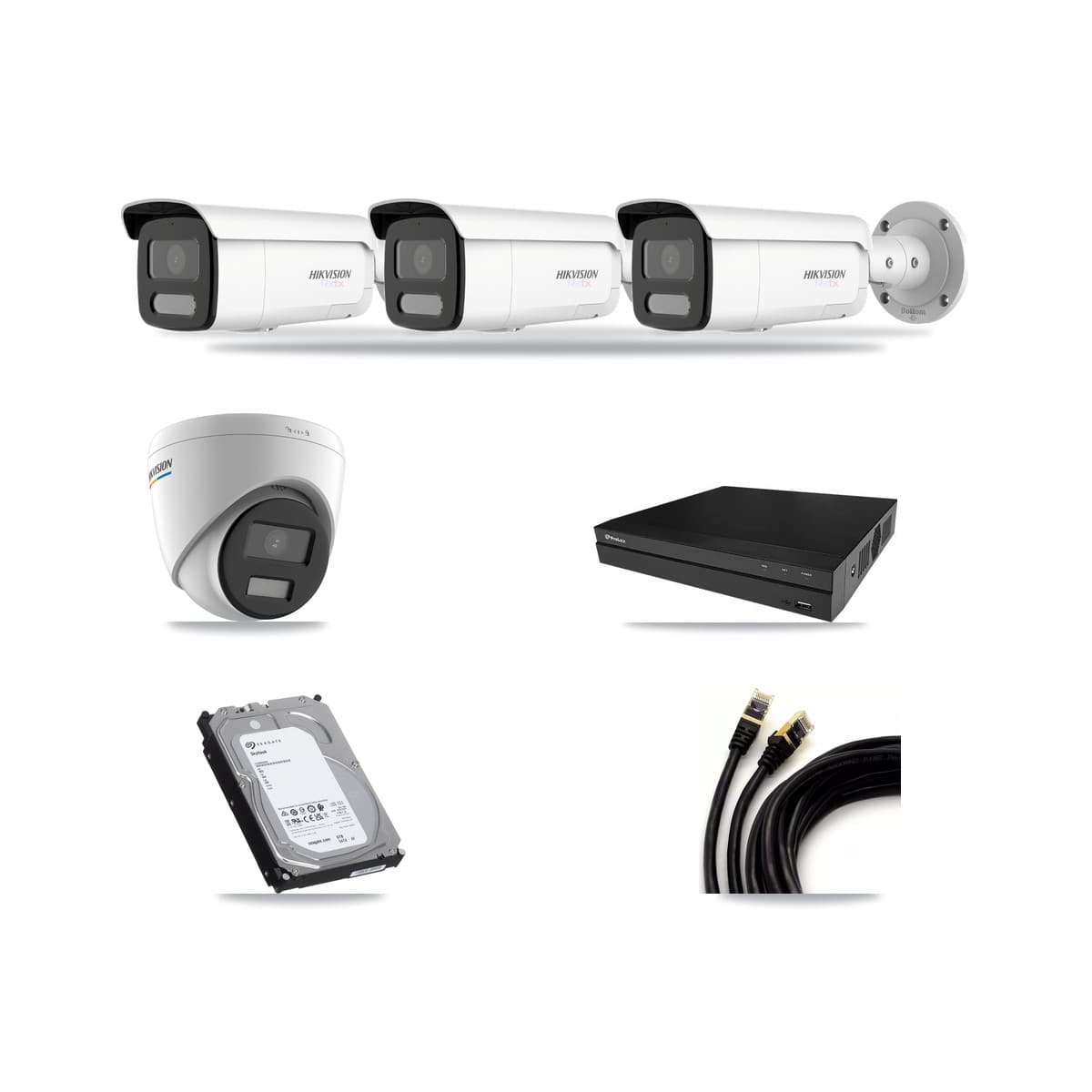 Hikvision & Prolux 8-Channel 2MP – 4K CCTV Kit — 1 2MP Turret + 3 4K Bullet Cameras + 6TB Recording - Image 1