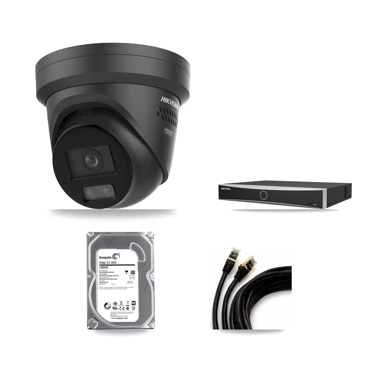 Hikvision 4-Channel 4K CCTV Kit — 1 Black DS-2CD2387G3 Turret Camera + 1TB Recording - Image 1