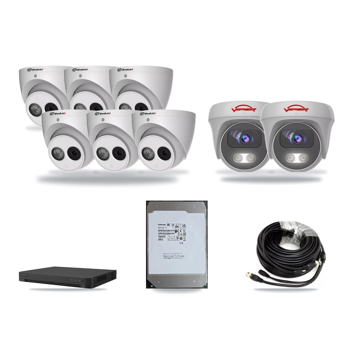 16-Channel 4MP – 5MP CCTV Kit — 6 4MP Turret + 2 5MP Cameras + 14TB Recording - Image 1