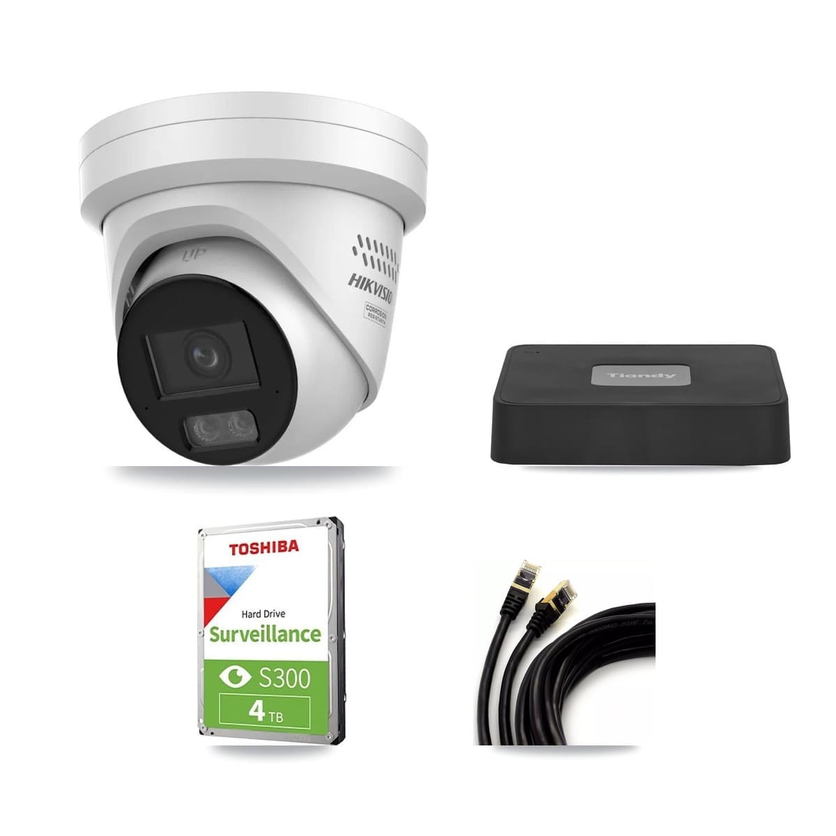 Tiandy 4-Channel 4MP CCTV Kit — 3 Turret Cameras + 4TB Recording