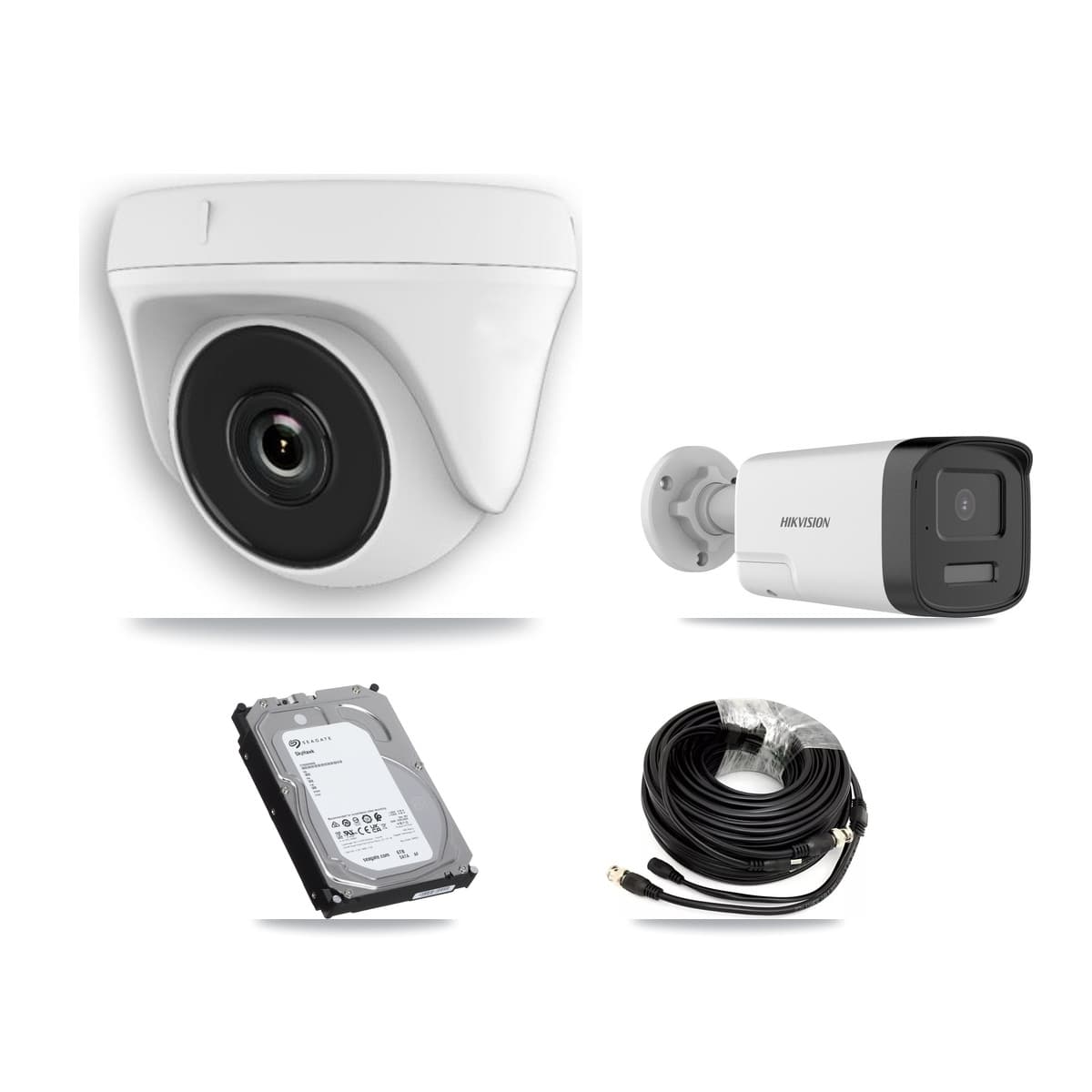 Hikvision & Prolux 8-Channel 2MP – 5MP CCTV Kit — 2 DS-2CE17K0T 5MP Bullet + 5 White HDT-2MP-N20W 2MP Dome Cameras + 6TB Recording (PXD-5208AN Recorder) - Image 1