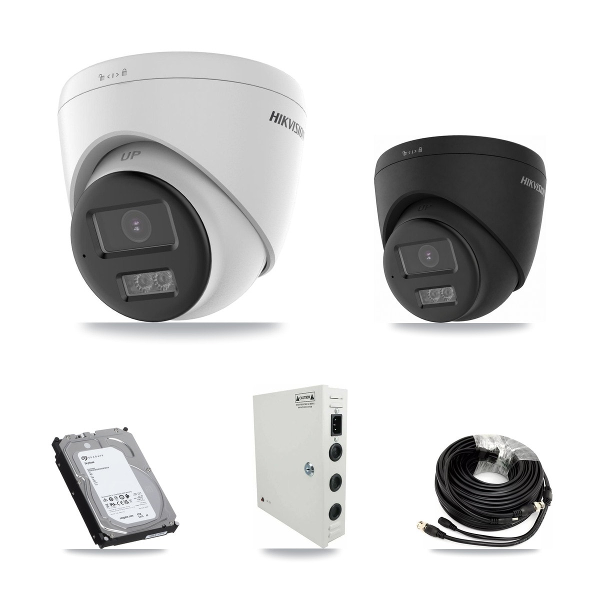Hikvision 32-Channel 5MP – 4K CCTV Kit — 16 DS-2CE78K0T-LTS 5MP + 16 Black DS-2CE78U0T-LTS-BLACK 4K Turret Cameras + 3× 6TB Recording (IDS-7332HUHI-M4/S Recorder)