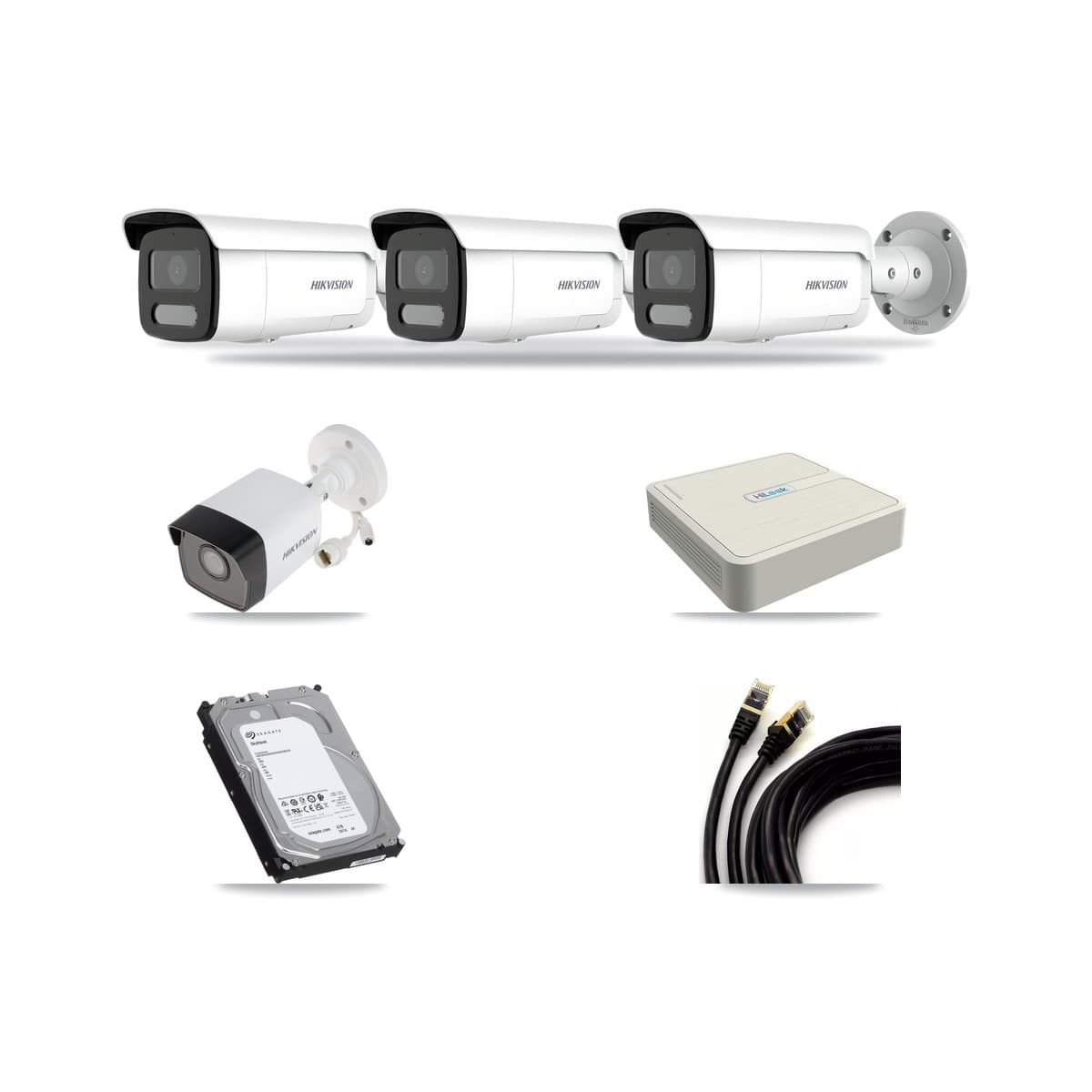 Hikvision & HiLook 8-Channel 4MP – 5MP CCTV Kit — 1 5MP + 3 4MP Bullet Cameras + 6TB Recording (NVR-108H-D Recorder) - Image 1