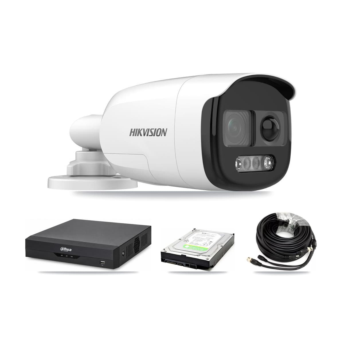 Hikvision & Dahua 4-Channel 5MP CCTV Kit — 2 DS-2CE12KF3T Bullet Cameras + 1TB Recording