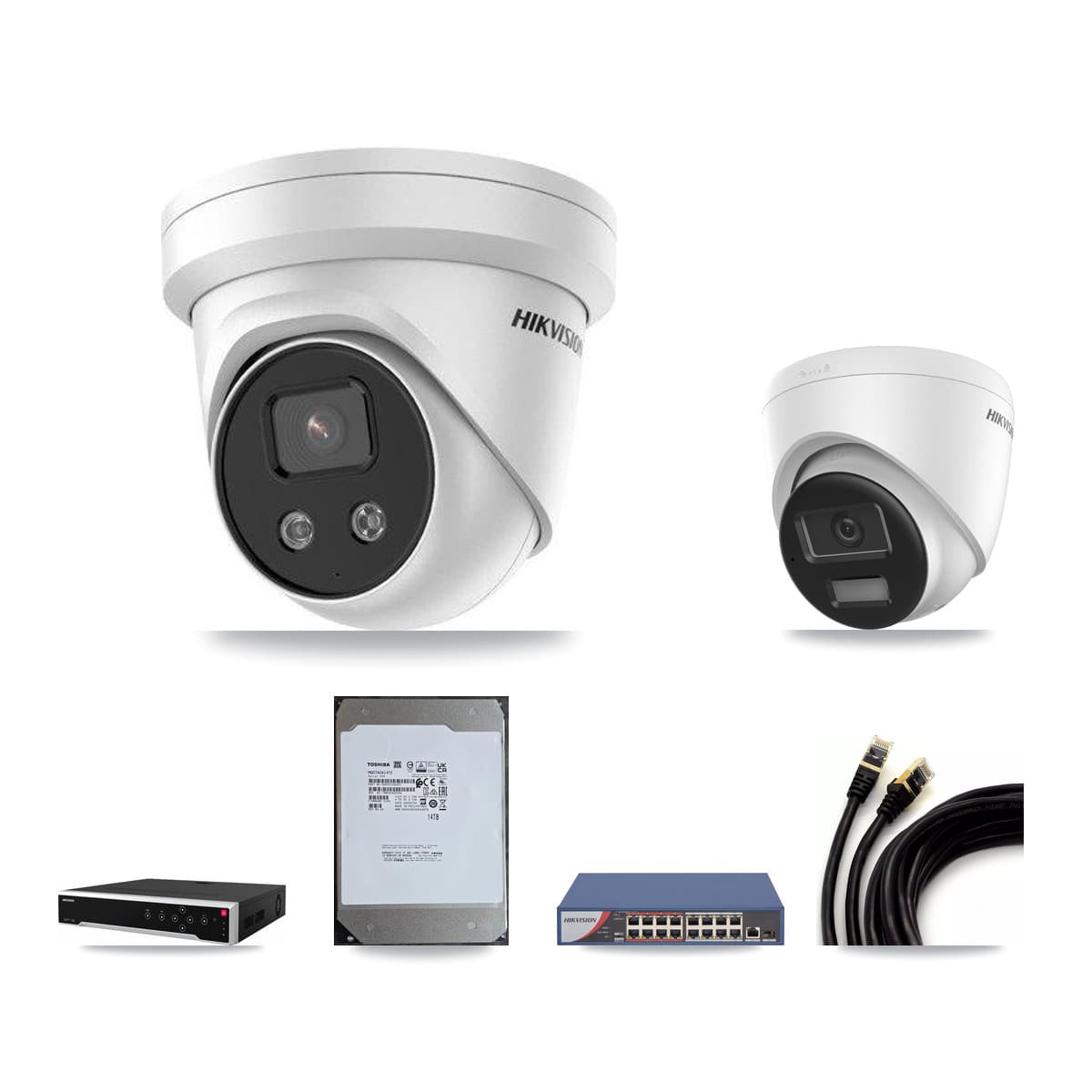 Hikvision 32-Channel 5MP – 4K CCTV Kit — 10 4K + 22 5MP Turret Cameras + 4× 14TB Recording